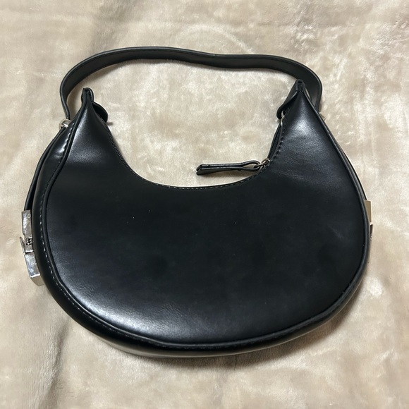Black Faux Leather Hobo Bag - Picture 5 of 8